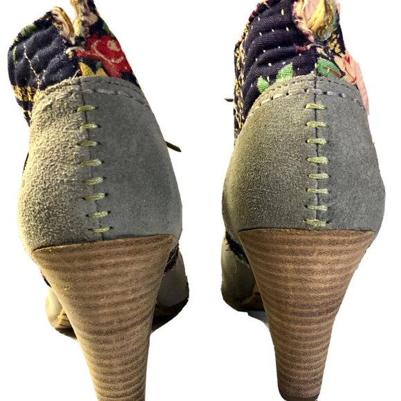 Terra Plana Vegan Anthropologie Boho Multicolor Suede Fabric Heel Booties 6-6.5 - Picture 5 of 12